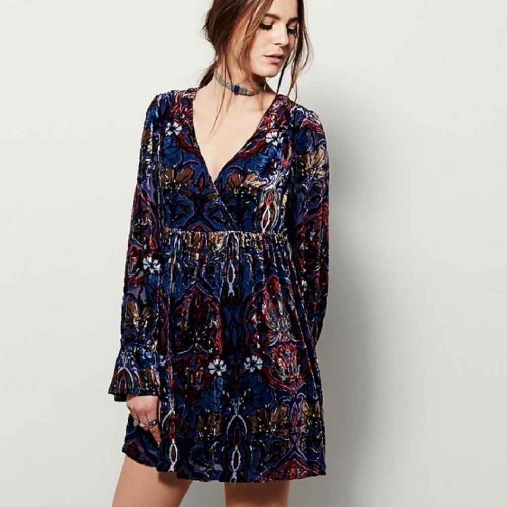 Free People Mystic Charm velvet babydoll dress, Sz M